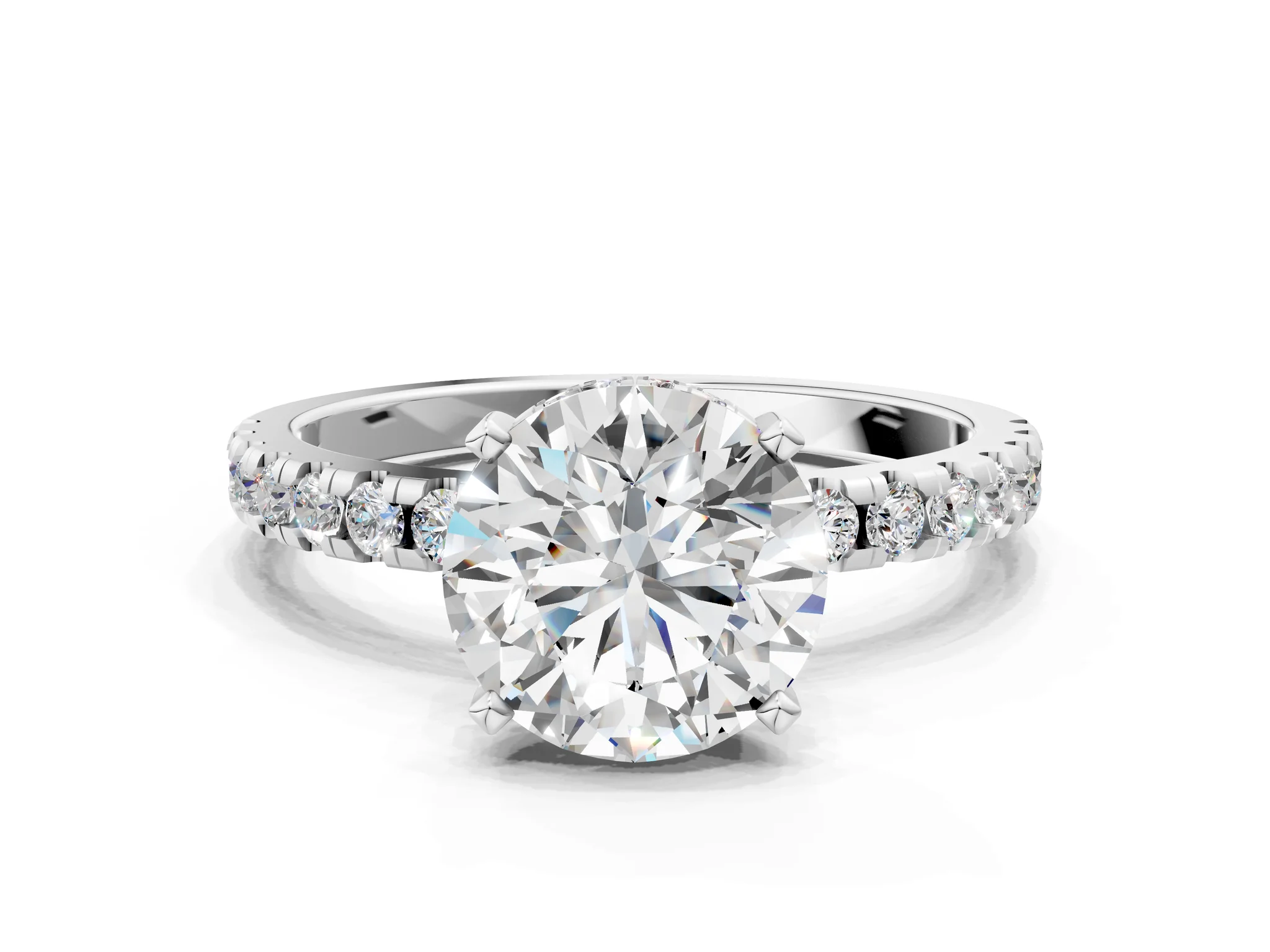 Platinum Emerald Cut Diamond t with Amethyst side stone ring - 539